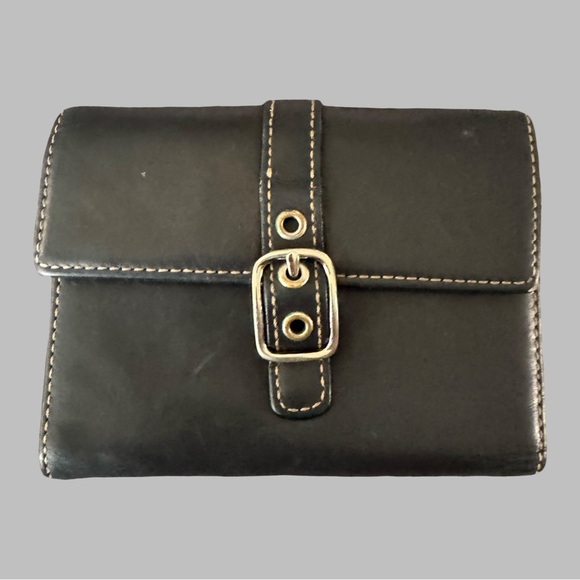 COACH Vintage Black Leather Buckle Wallet - Picture 1 of 11